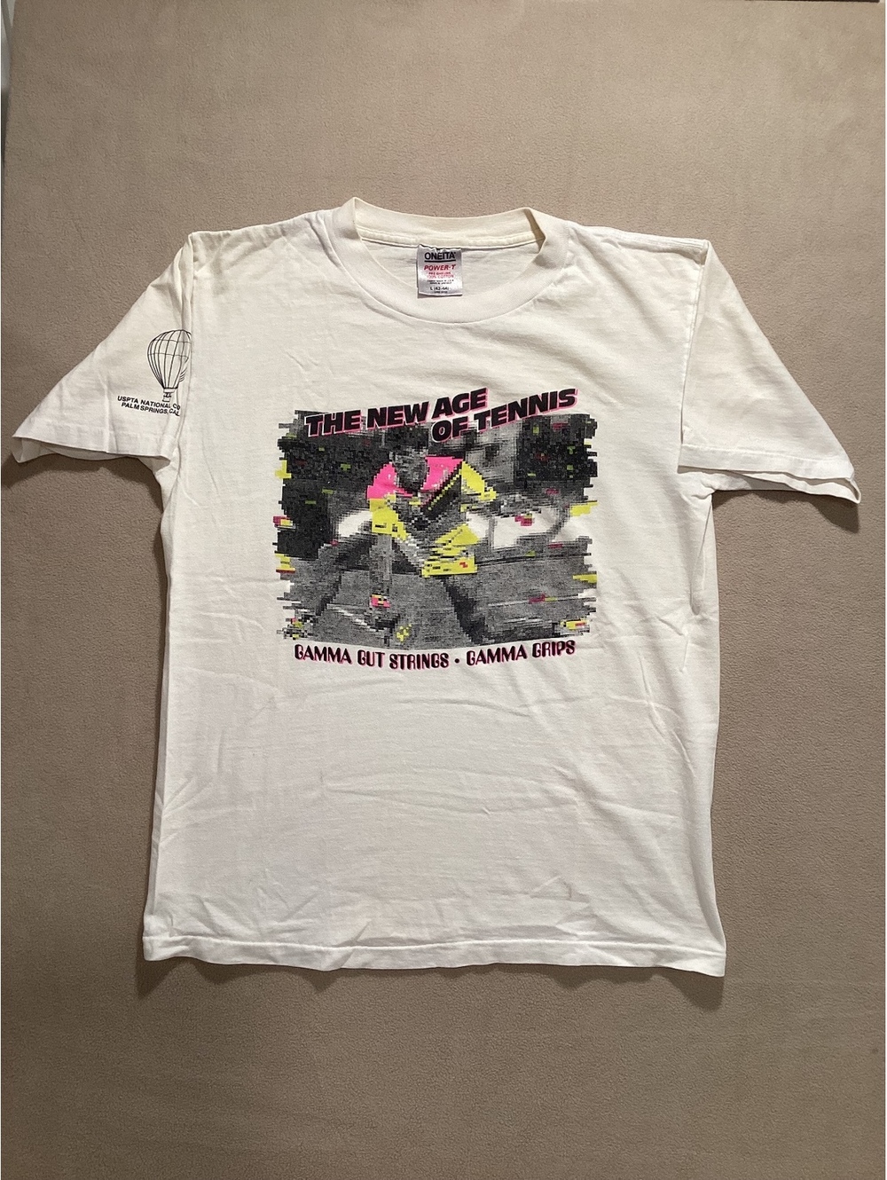 Single Stitch Vintage USPTA Palm Springs Tennis T Shirt Oneita Power-T Mens L